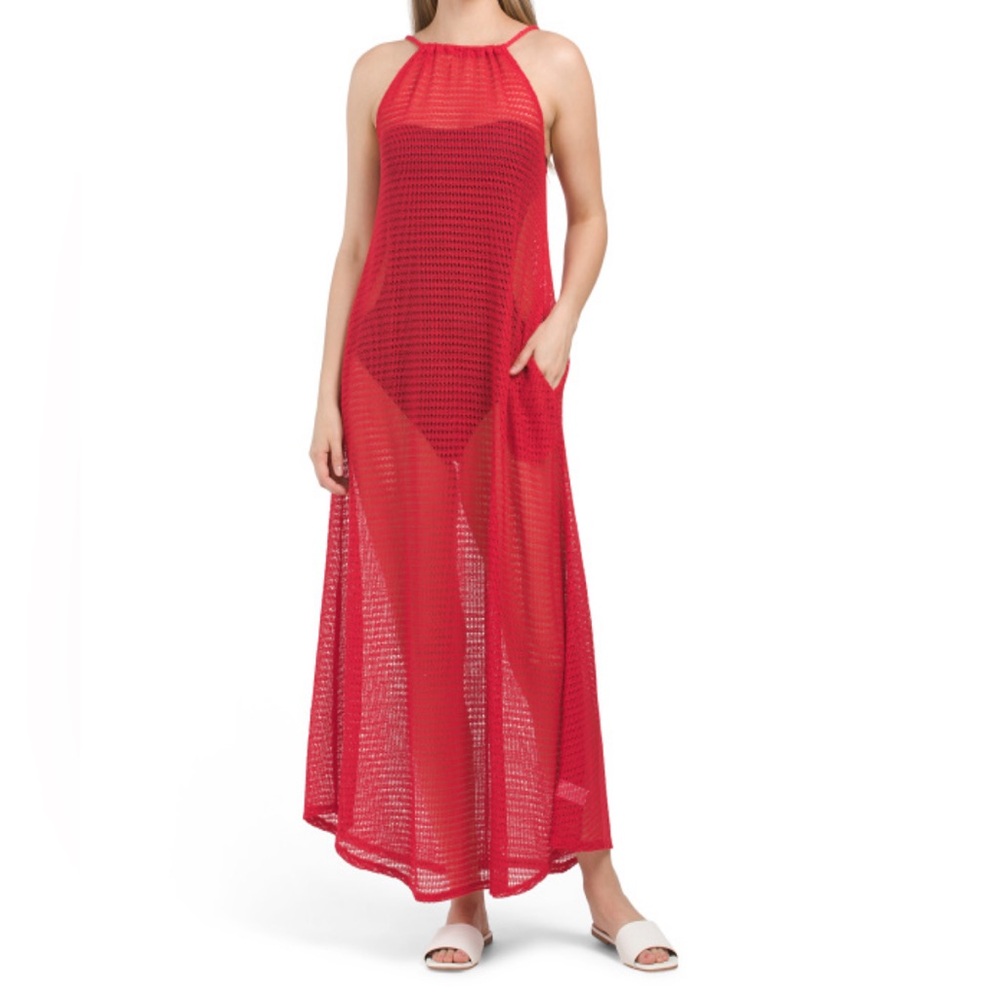 NWT Haute Hippie Open Knit Cinced Halter maxi